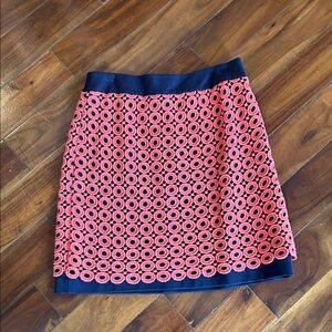 LOFT Coral and Navy Lace Mini Skirt